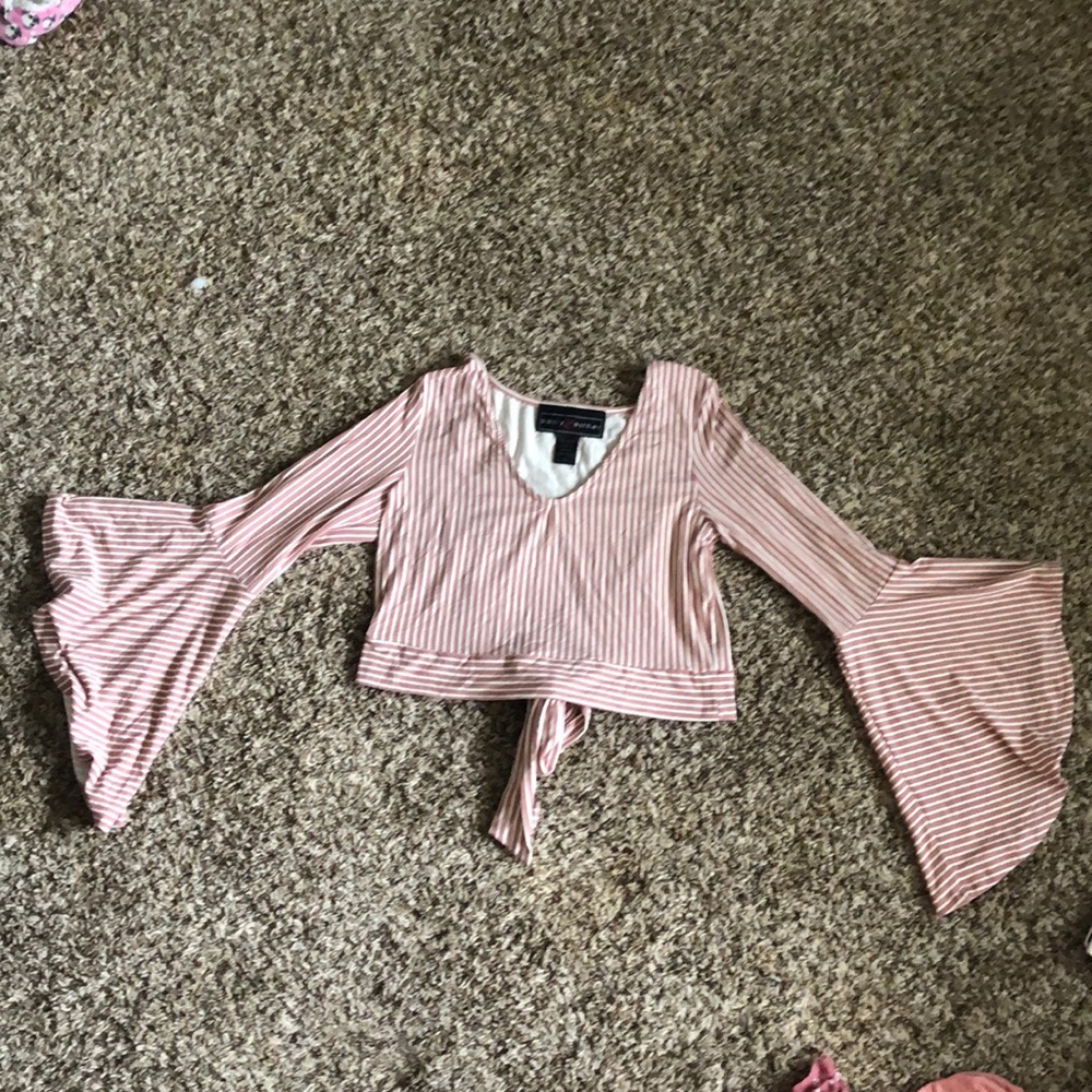 Pink and White Striped Crop Top